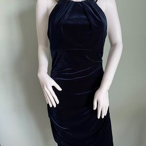 Xscape by Joanna Chen Navy Velvet Dress 10